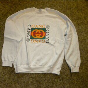 Women Size Medium - "New" White GANG Pullover Sweatshirt by Gildan